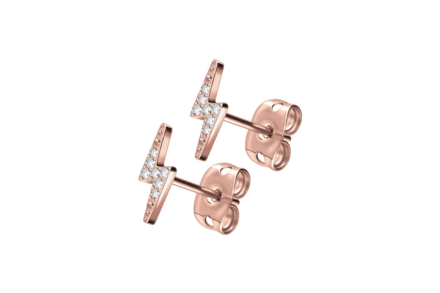 Titan Ohrstecker BLITZ + EINGEFASSTE KRISTALLE von Piercingline